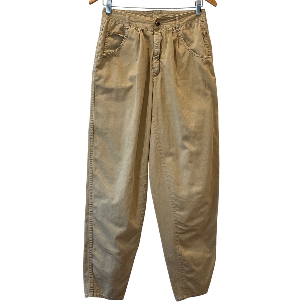 VTG 90s Rose Hips Khaki Tan Tapered Barrel Pleated High Rise‎ Cotton Pants Sz 11